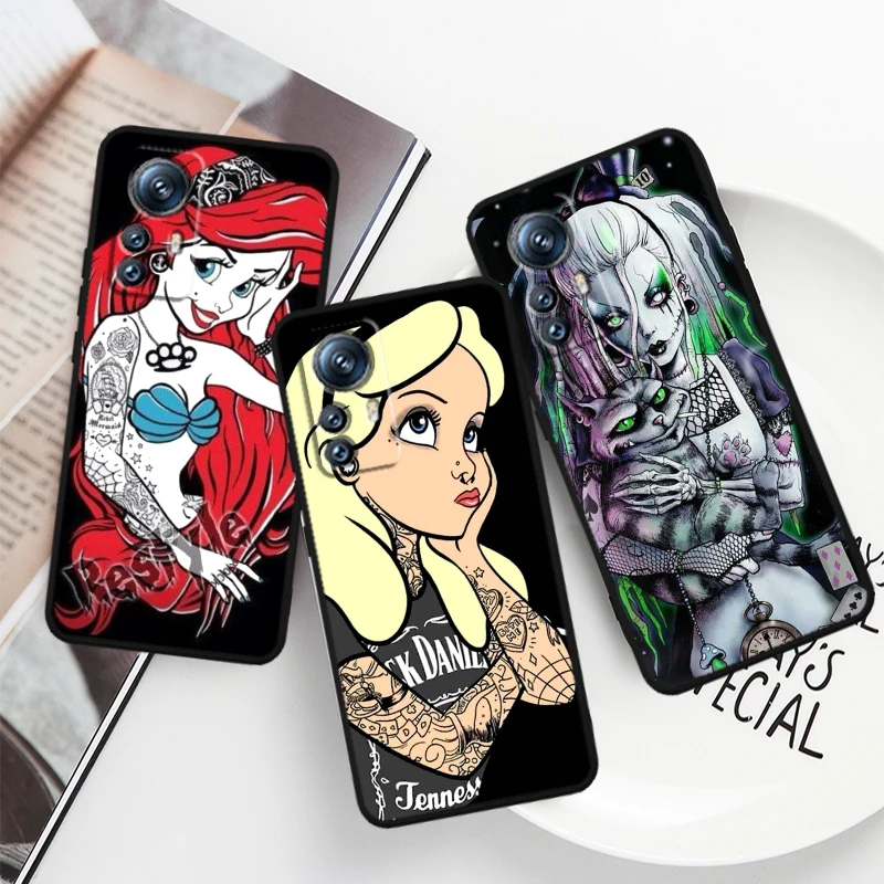 

Tattoo Disney Princess For Xiaomi Mi 14 13T 13 12T 12 11T 11i 11 10T 10 Pro Lite Ultra 5G Black TPU Phone Case