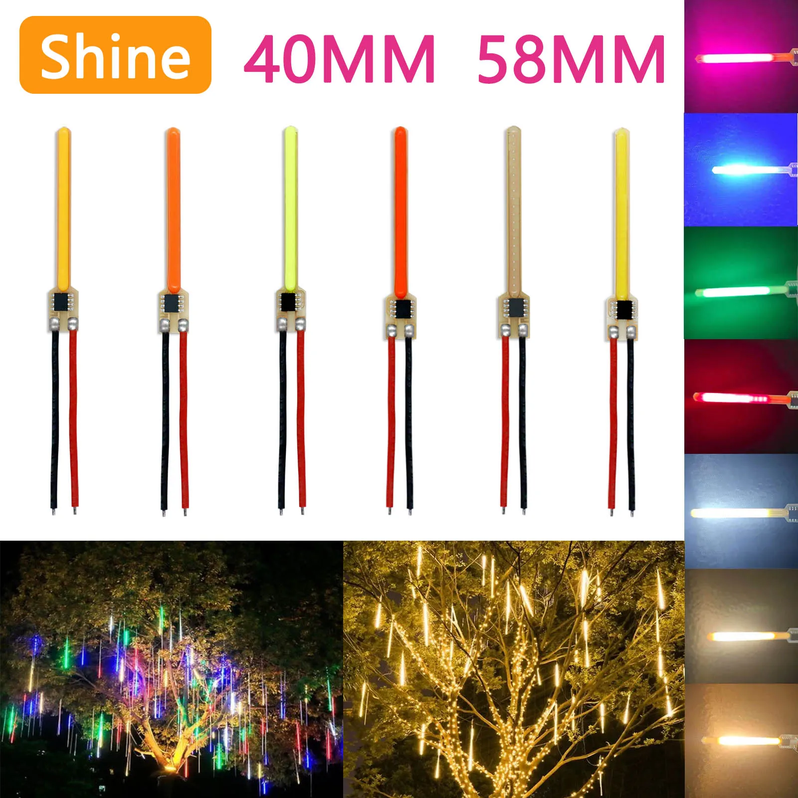 

40mm 58mm LED Outdoor Shooting Star Light String DC3V Hanging Tree Mall Decorative Light DIY 2200k 2700k Blue Red Green Pink