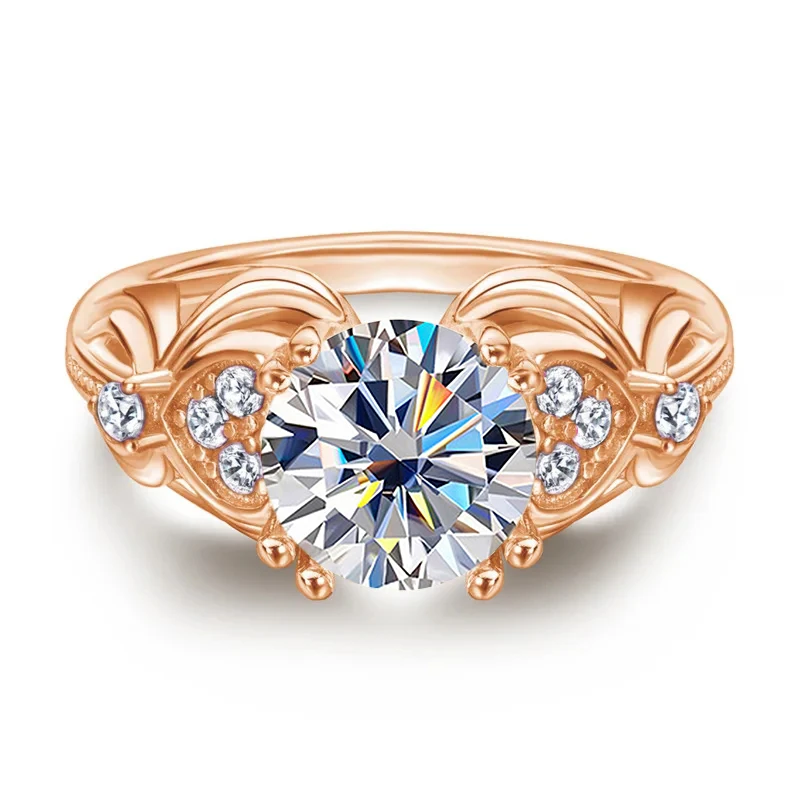 JoyceJelly Anel de prata esterlina 925 banhado a ouro rosa com 2CT 8MM Moissanite joias de diamante para casamento excelente design