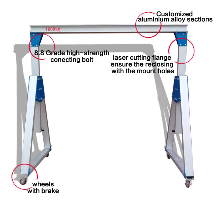 Top Quality Adjustable  Portable 500 kg Small Aluminium Gantry Crane