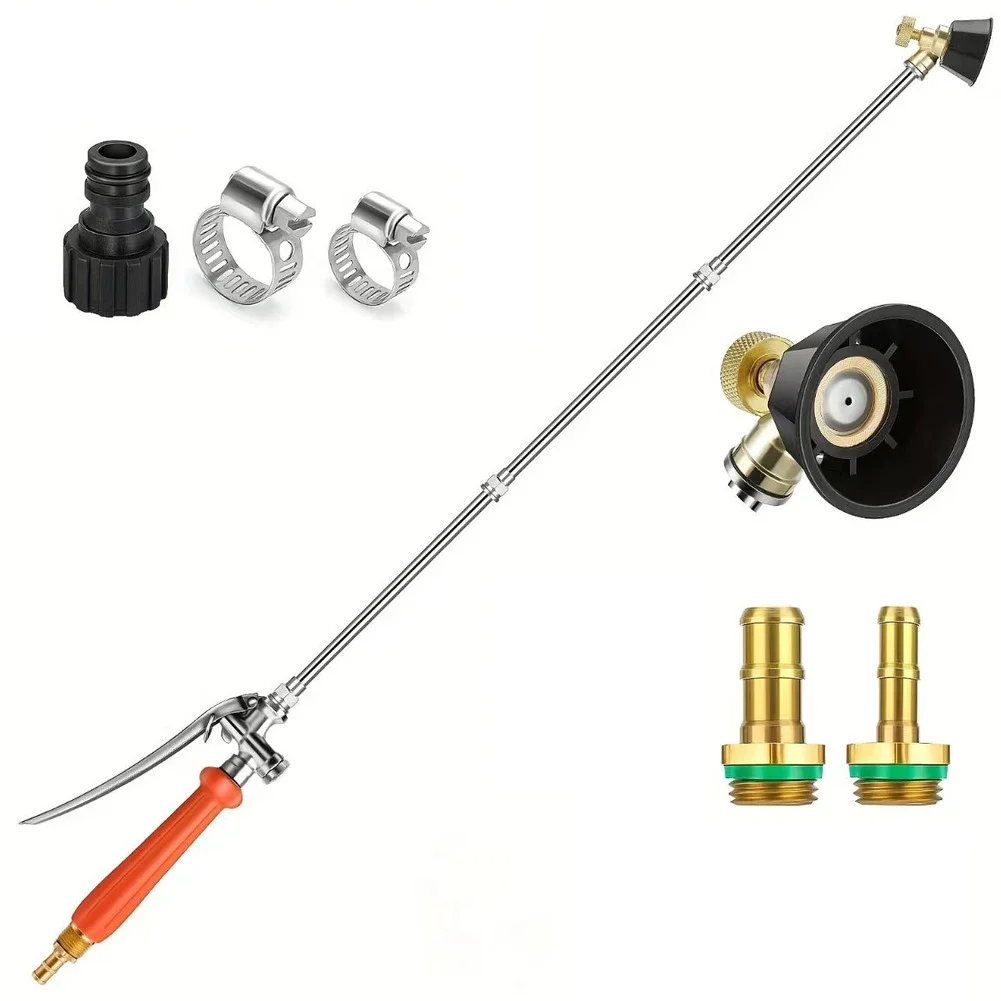 All Metal Sprayer Wand Replacement With Brass Barb Fittings For 1/4 And 3/8 Hoses And Adjustable Nozzle Locking Handle