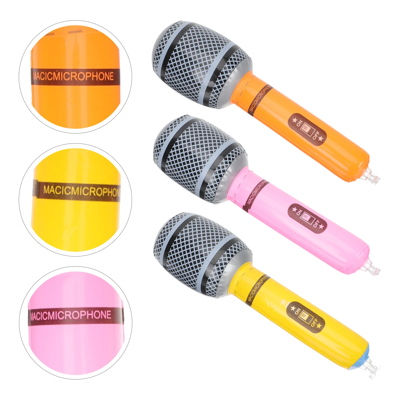 

Inflatable Rock Microphone Kids Musical Instruments Pretend for Celebrity Pvc Toddler