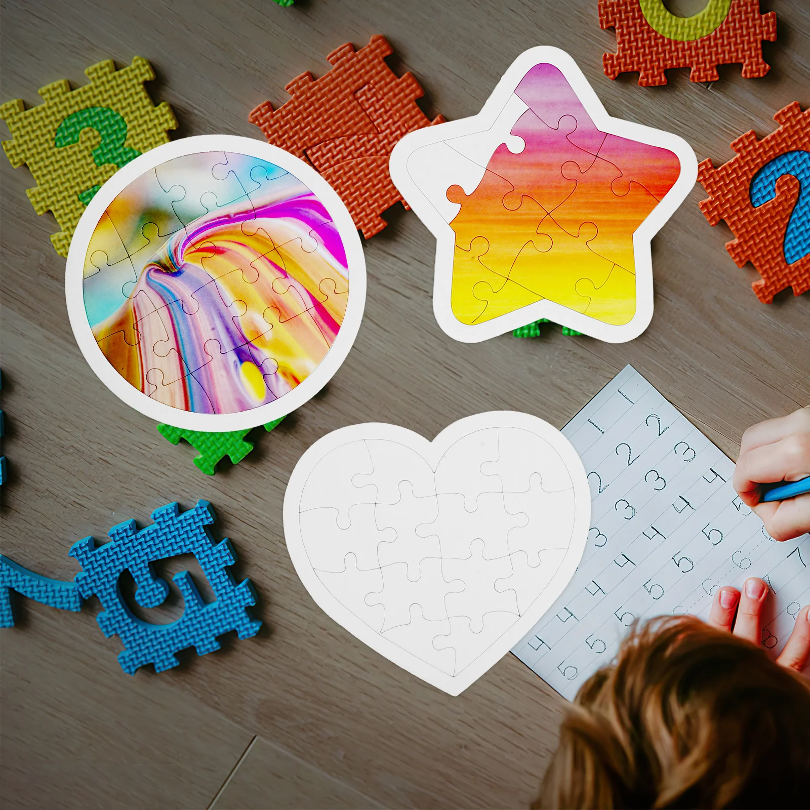 6pcs Diy Coloring Blank Paper Puzzles Art Craft Activity Educational Drawing Game Children Butterflies Star Car