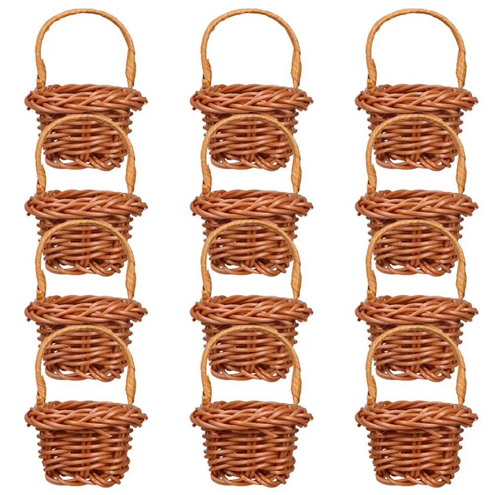 

12Pcs Mini Woven Flower Basket Small Rustic Basket for Home Decor Wedding Centerpiece Micro Landscaping Tiny Woven Baskets