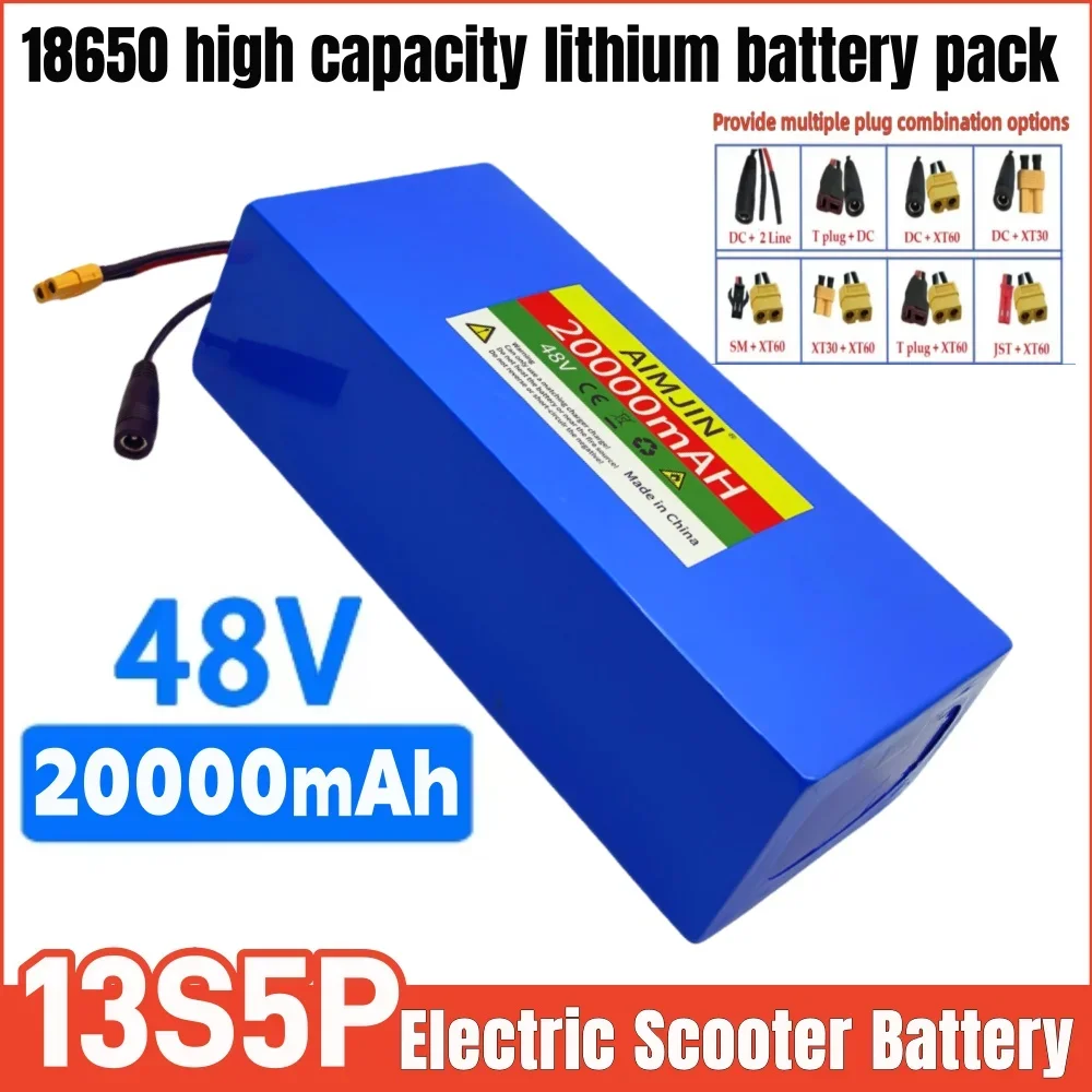 

100% Original 13S5P Lithium Battery Pack 48V 20Ah Suitable for electric scooters, mountain bikes 250-1000W+charger