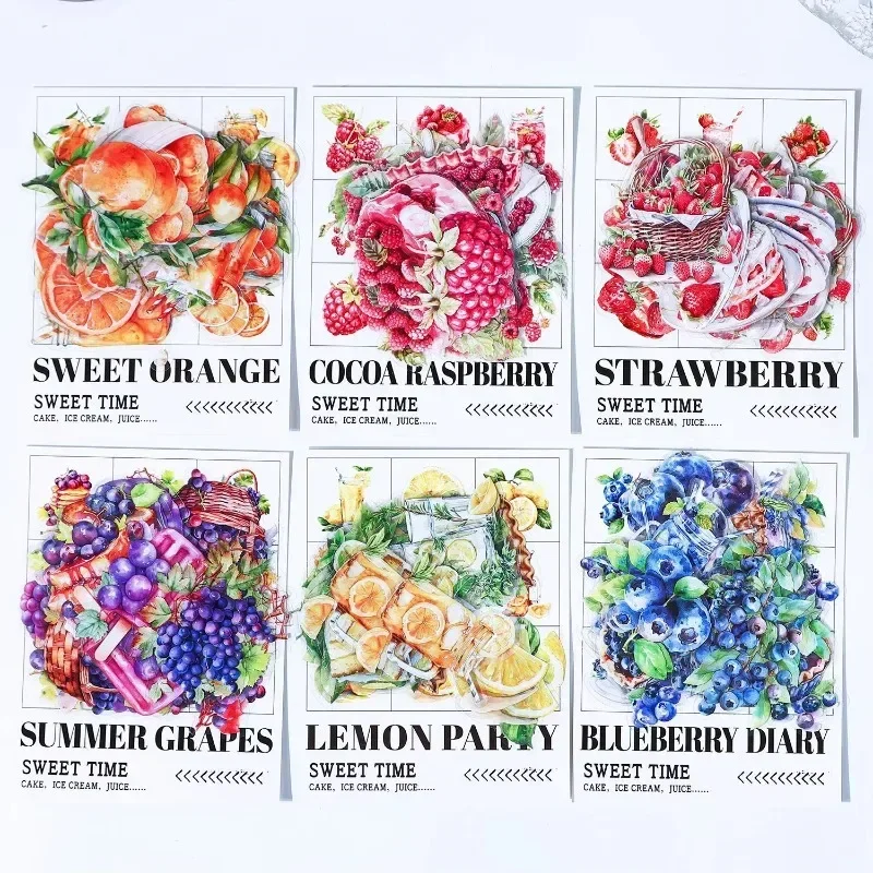 

30 pieces per pack Sweet Time Fruit Background Stickers Materials Stationery Manual Blueberry Decorative Scrapbook 140*95mm