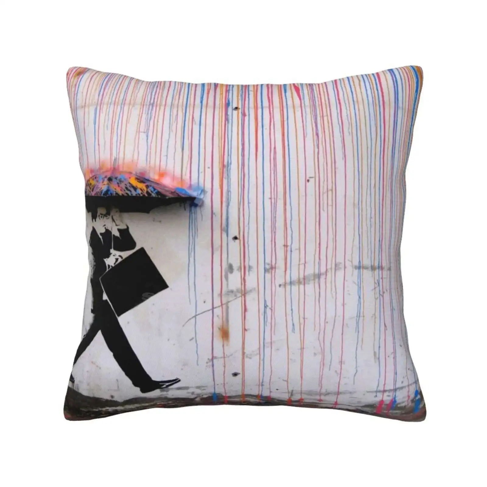 Banksy Umbrella Rainbow Happy Girl Pillowslip Pillowcase Graffiti Street Art Banksy Rainbow Umbrella Banksy Sweater