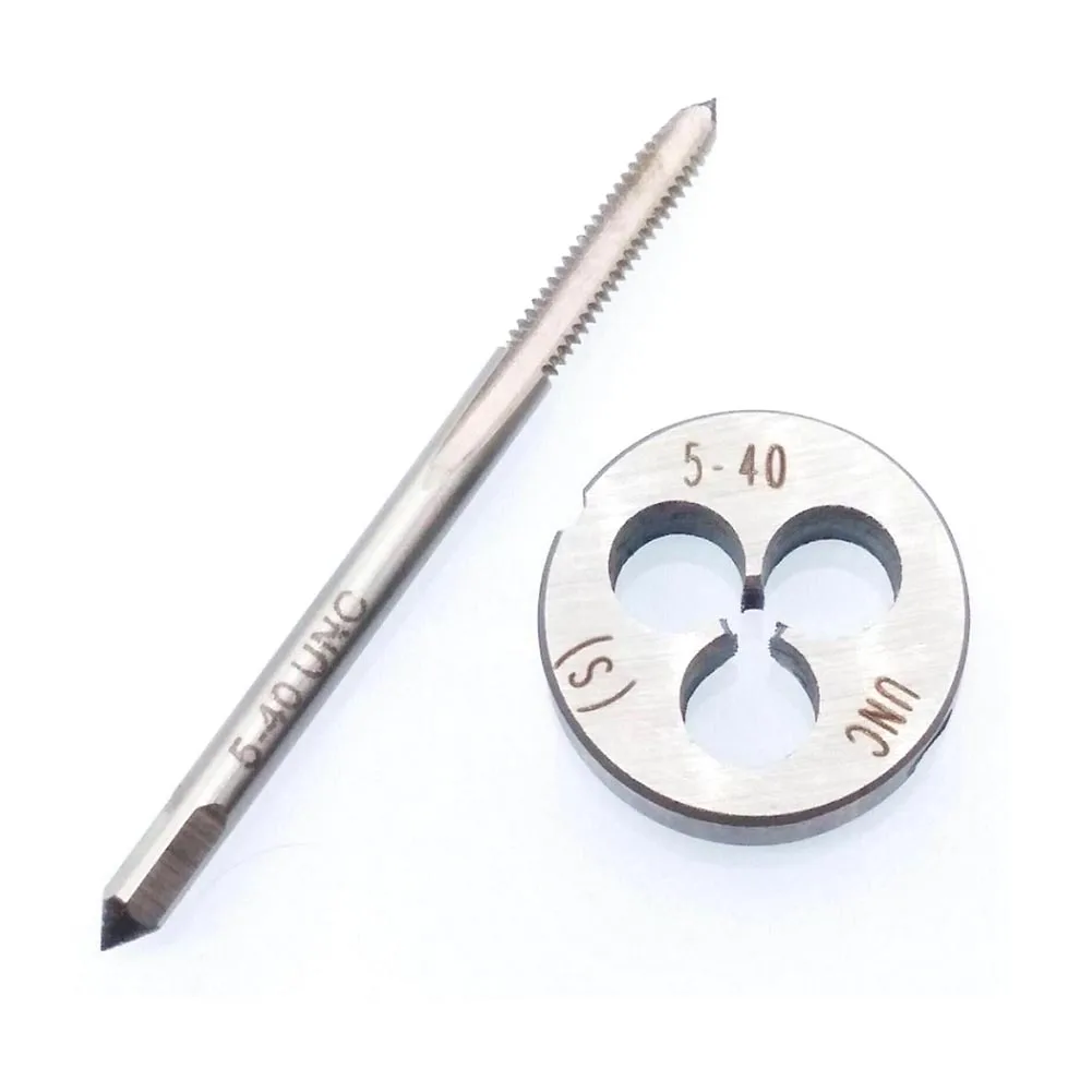 HSS 5-40 UNC Right Hand Thread Tap and Die Set for Carbon Steel Alloy Steel Cast Iron Hole Processing Cutting Tools
