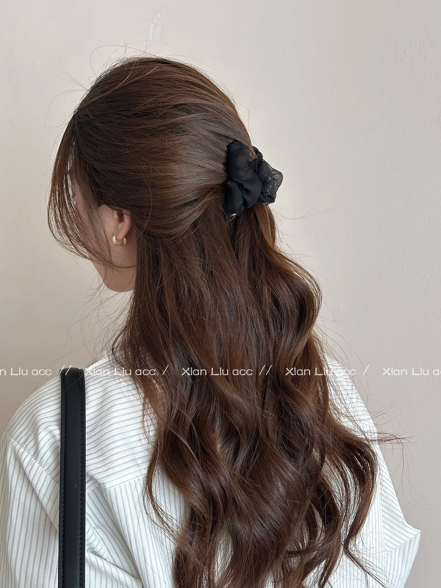 Chinese Style Gentle Sheer Mesh Ruched Small Hair Claw Clip For Women Lucky Auspicious Non Slip Jaw Clip For Half Updo Daily Use