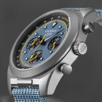 CADISEN Titanium TI-7 MULTISYNC New Moon Mens Watches Canvas Chronograph VK63 Men Gift AR Sapphire Luxury Quartz Watch For Man photo 3