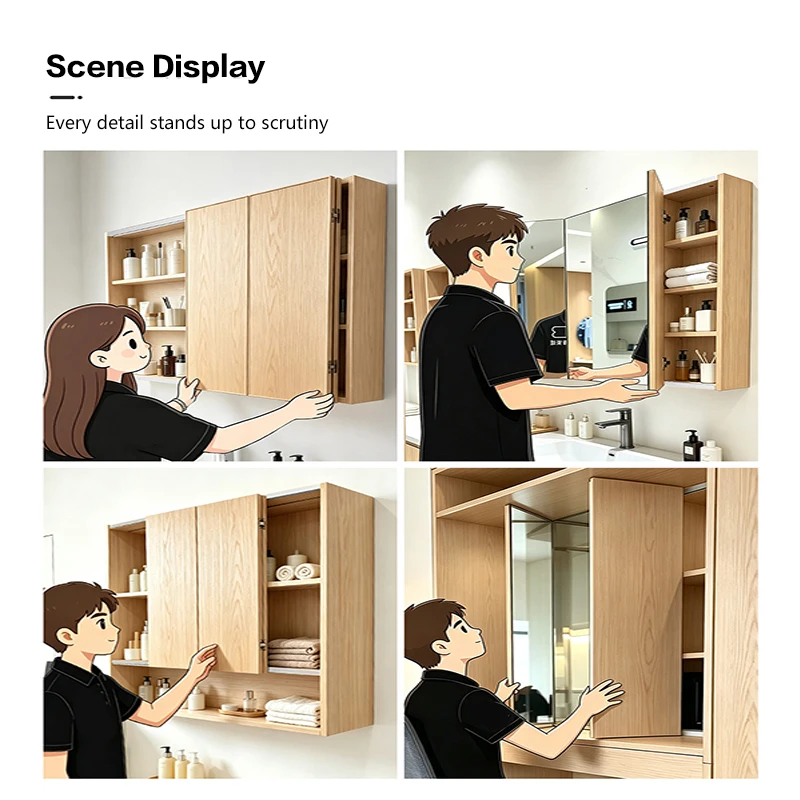 Hidden Bathroom Mirror Cabinet Door Track Hardware Damping Buffer Sliding Roller Feng Shui Mirror Full Set Fittings Rail 297