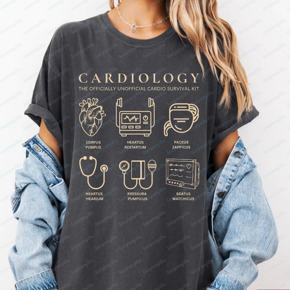 Cardiology Nurse Shirt Anatomical Heart Pediatric Cardiology Cardiac Crewneck Student Cardiac Nurse Gift Women Clothing Y2k Top