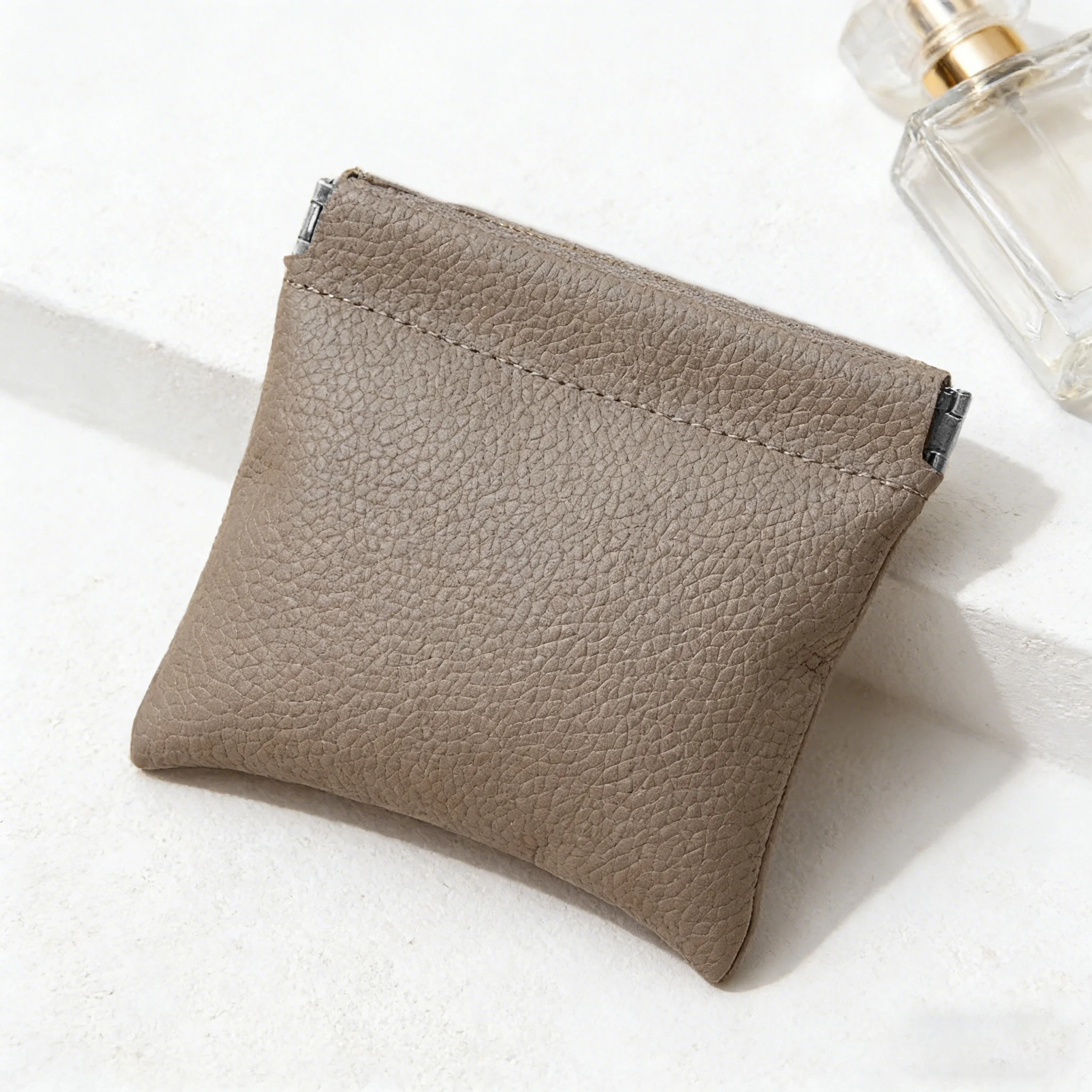 BUYLEMO Litchi Grain Snap Closure PU Leather Storage Pouch, Portable Cosmetic Coin Bag image 6