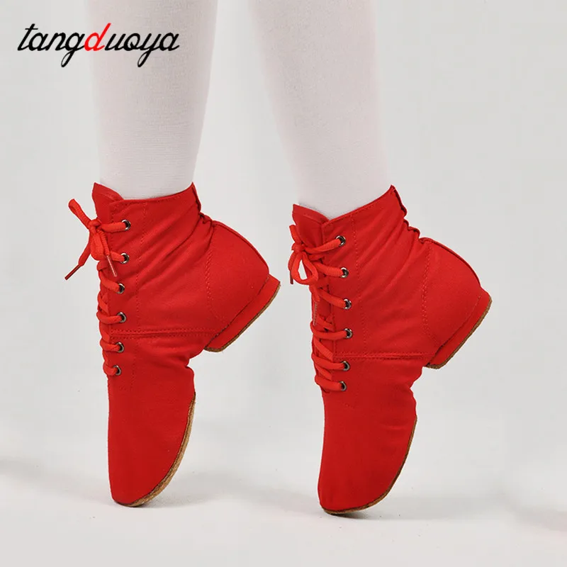 Women high top dance shoes Sports Jazz Dance Shoes Lace Up Dancing Boots Canvas Training dance shoes men Indoor/Outdoor