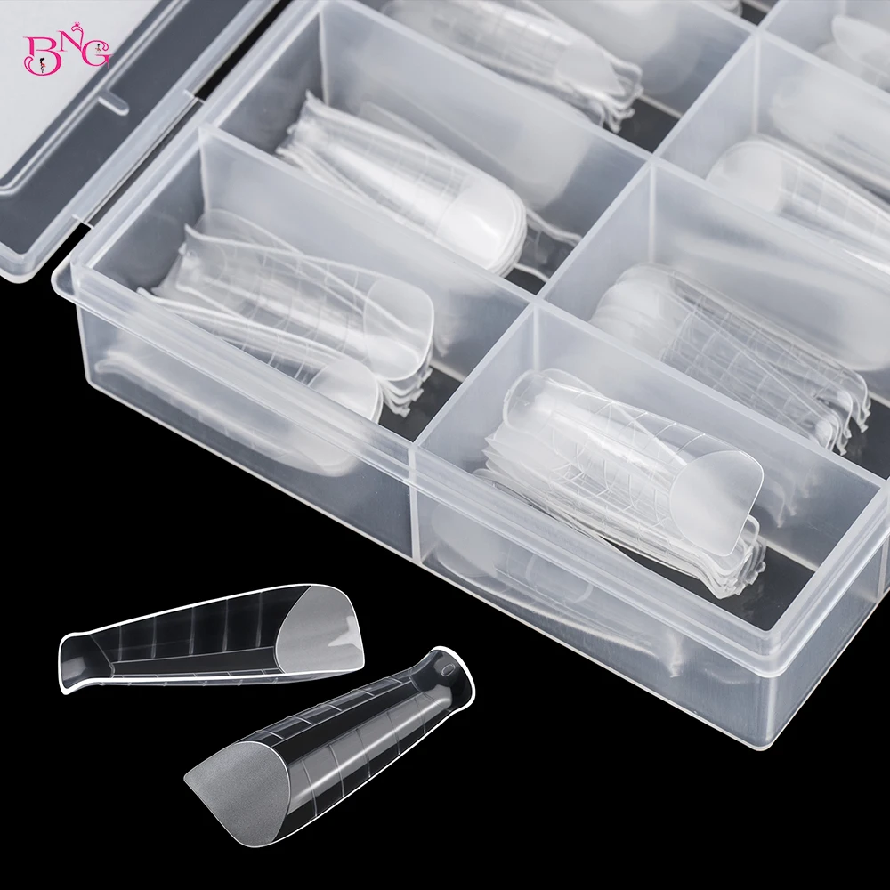 Bng 120Pcs Quick Building Full Cover Dual Forms Nail Tips Voor Poly Extension Gel Stiletto Acryl Nagel Mallen Manicures Tools