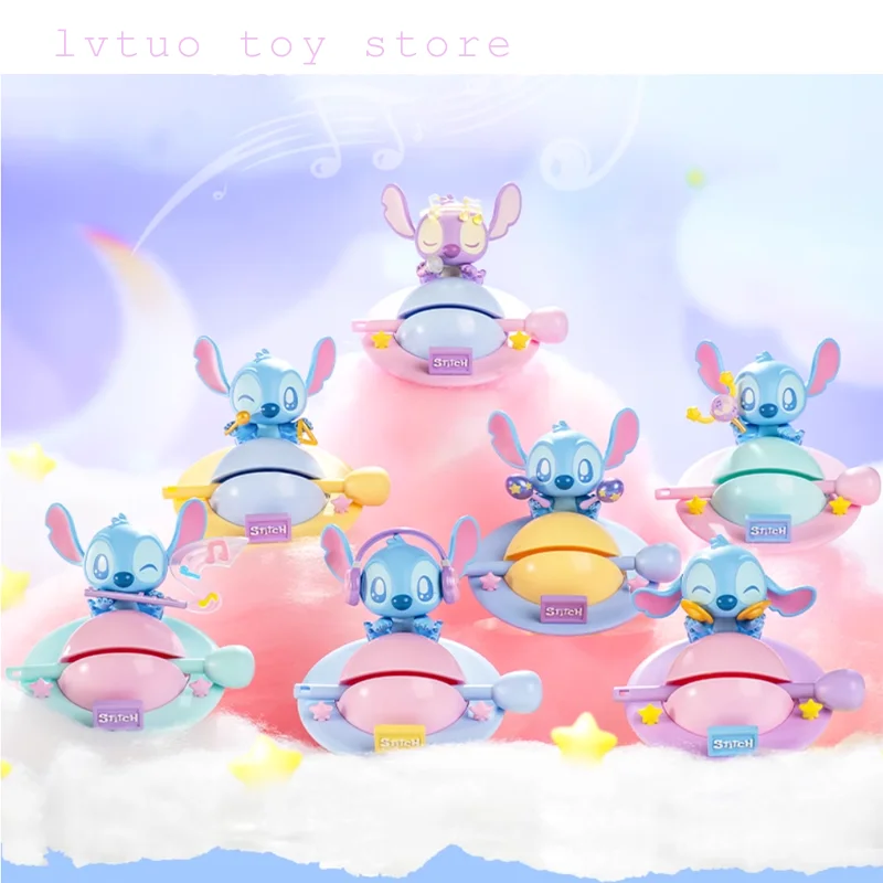 Disney Offizielle Stitch Music Knock Serie Blind Box Sammlung Kleine Handheld Desktop Ornamente Spielzeug Geschenke Telefon Halterung Nettes Spielzeug