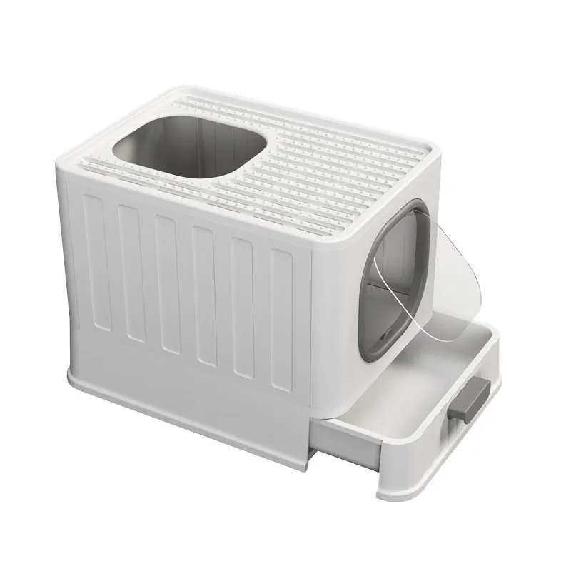 Caja de arena plegable cerrada para gatos, anti salpicaduras - imagen 4