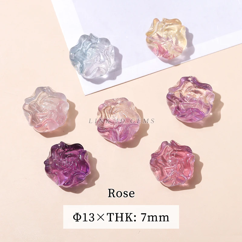 10 teile/los natürliche Fluorit kristall geschnitzte Tiere formen Reichtum quadratische Blume Glück Pixiu süße Perle mit Loch für die Schmuck herstellung – Detail 3