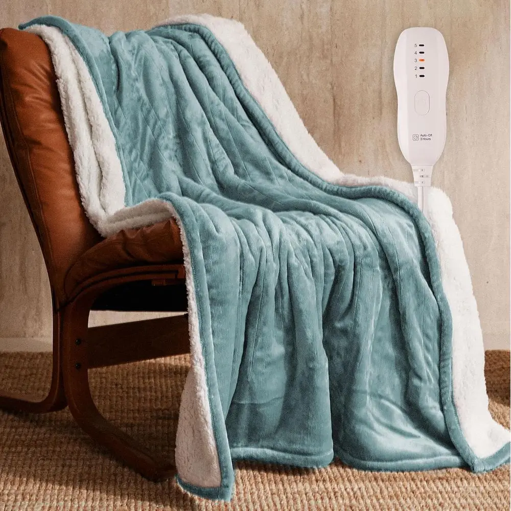 

Heated Blanket 50"x60" - ETL Certiied lannel Electric Blanket hine Washable Heating Throw with 5 Heating Levels 3 Hours Auto-O W