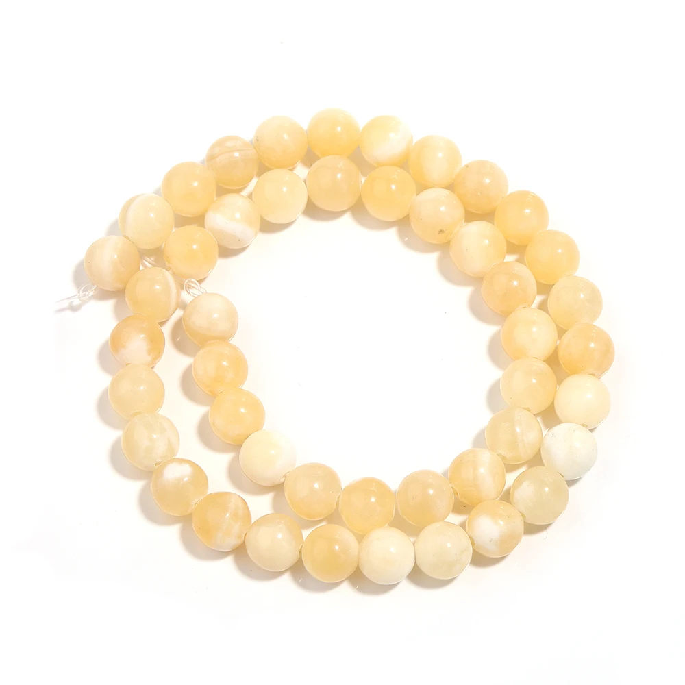 1-streng natuursteen gele jade kralen ronde echte steen kralen losse edelsteen voor doe-het-zelf armband ketting sieraden maken