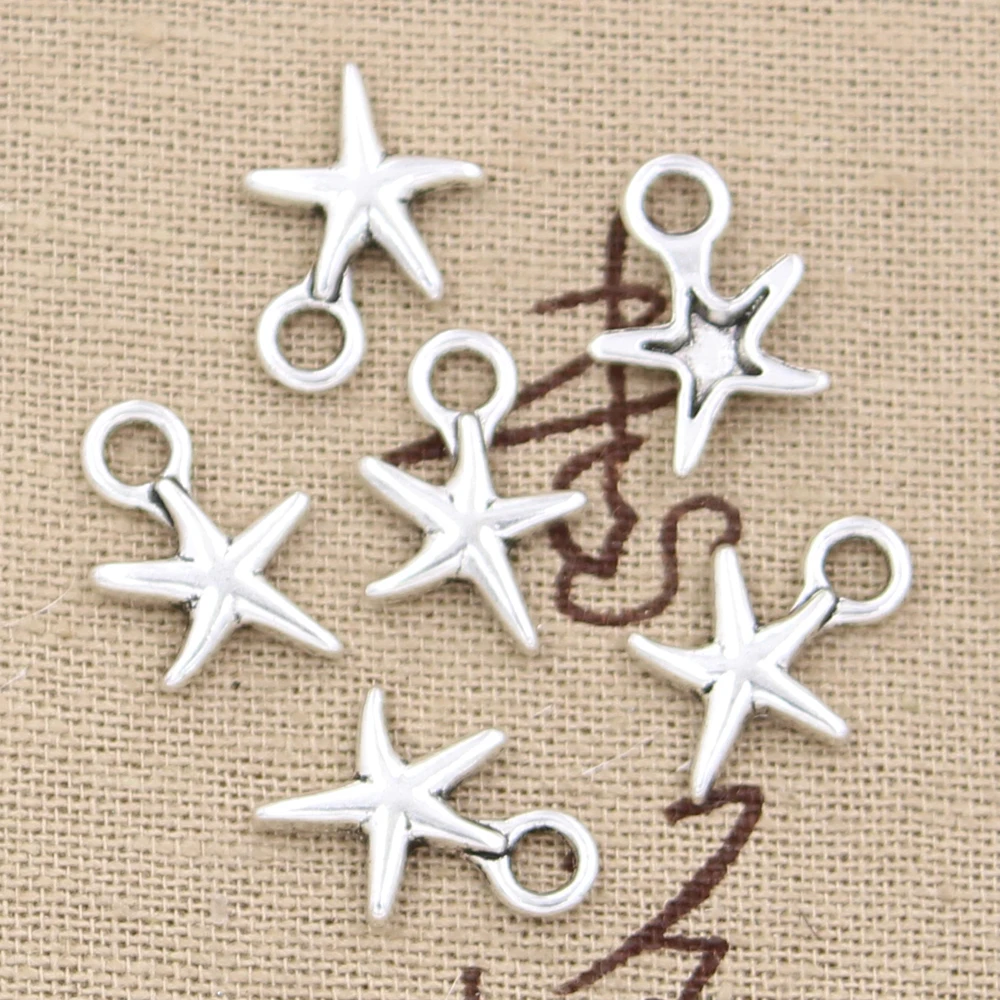 30pcs Charms Starfish 17x11mm Antique Silver Color Pendants Making DIY Handmade Tibetan Finding Jewelry