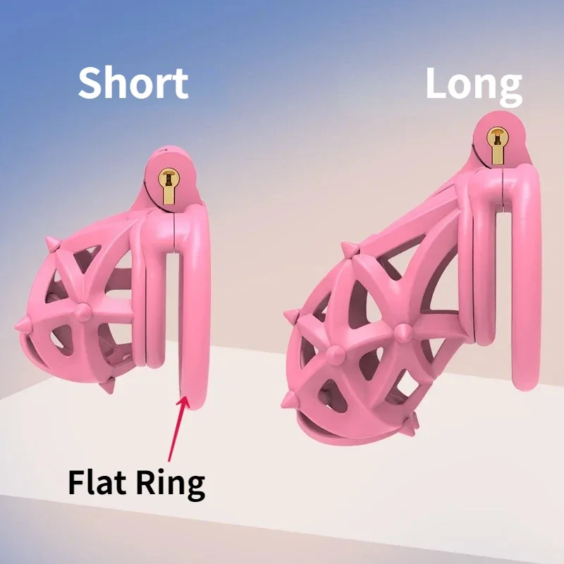 Новинка 2024 розовая Съемная клетка верности с шипами длинная/короткая с 4 размерами кольцо для пениса Блокировка для пениса мужские товары для взрослых пары Эротика 18