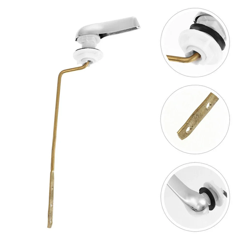 Universal Toilet Tank Flush Lever Chrome Finish Handle Fitting Assembly Replacement Tools Tank Accessory Bathroom Tools