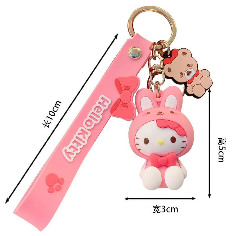 Sanrio Hello Kitty Keychain Cute Cartoon Melody Kuromi Cinnamoroll Doll Pendant Decoration Keyring  Jewelry Girl&Child Gifts Toy