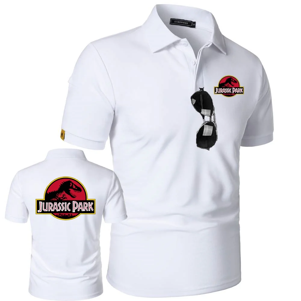 JURASSIC PARK ديناصور قمصان بولو العالم النمط العسكري التي شيرت الجيش القتالية التكتيكية تي شيرت رجالي POLOS قصيرة الأكمام البلوز