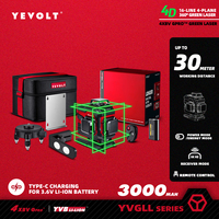 YEVOLT YVGLL4XS16B1P Series Green Laser Level 4-Plane 16-Line Self-leveling 360 3D Horizontal & Vertical Power Measuring Tools