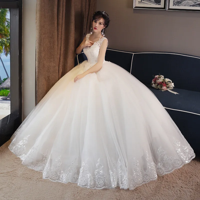 Travel Shooting Wedding Dress High Waist Bridal Floor-Length White Simple -Fit Figure Flattering New Summer