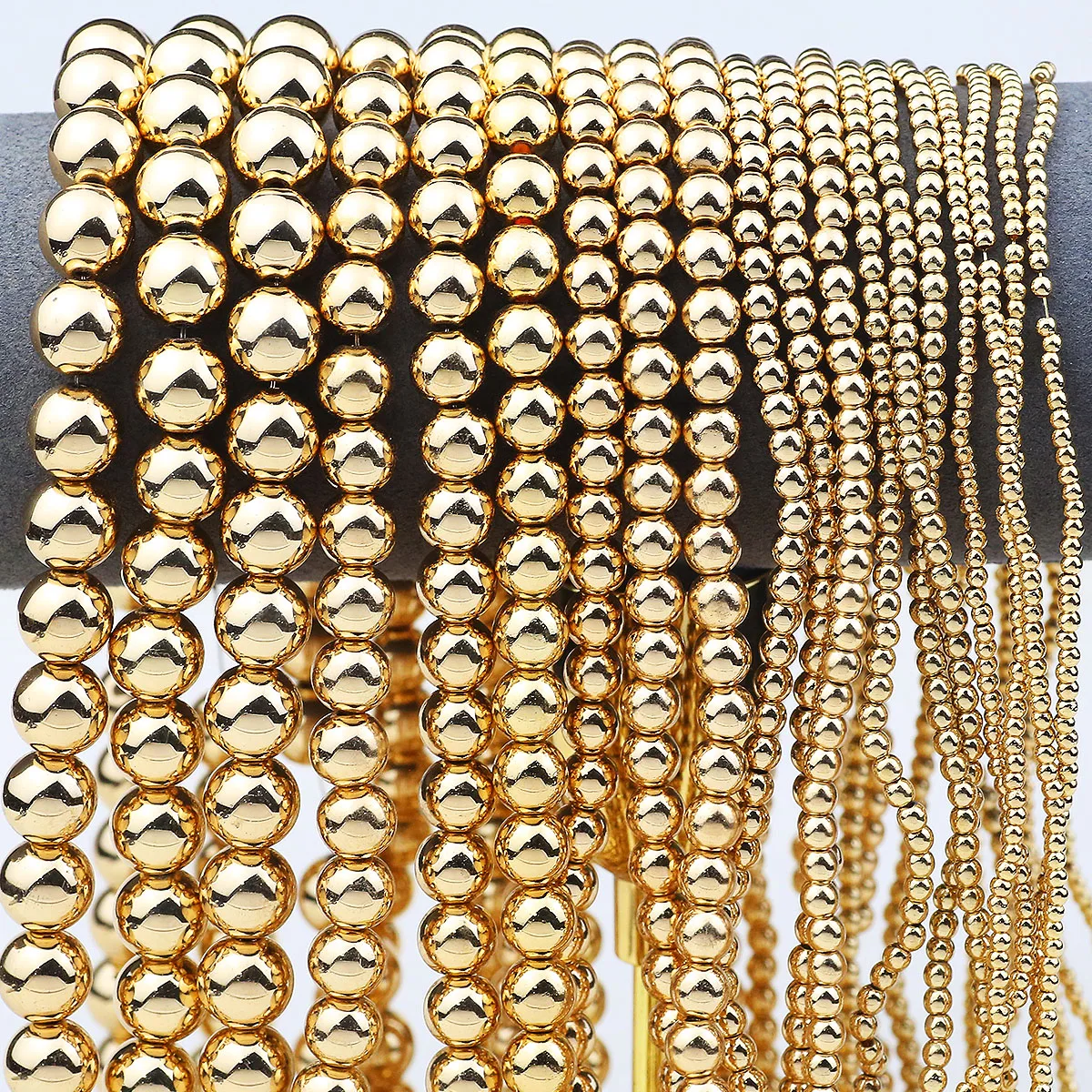 Round Golden Hematite Beads Balls Spacer Loose Beads For Jewelry DIY Pendants Bracelets Earrings Accessories 2/3/4/6/8/10mm