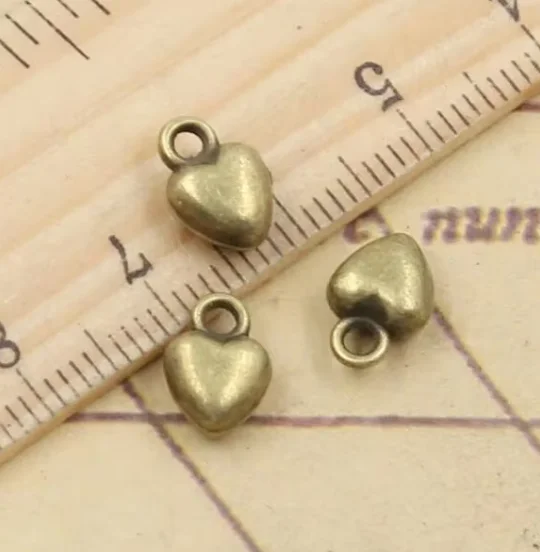 Breloques en alliage d'argent tibétain, conception de coeur faite à la main, HWEF3800, 9x7x4mm, 10 pièces