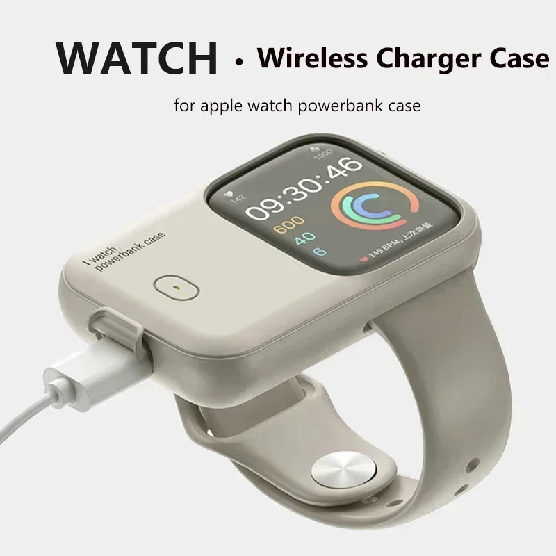 Portable Wireless Charger 1200mAh Power Bank Device for Apple Watch 8 7 6 5 4 SE Ultra for iWatch Fast Charging Case