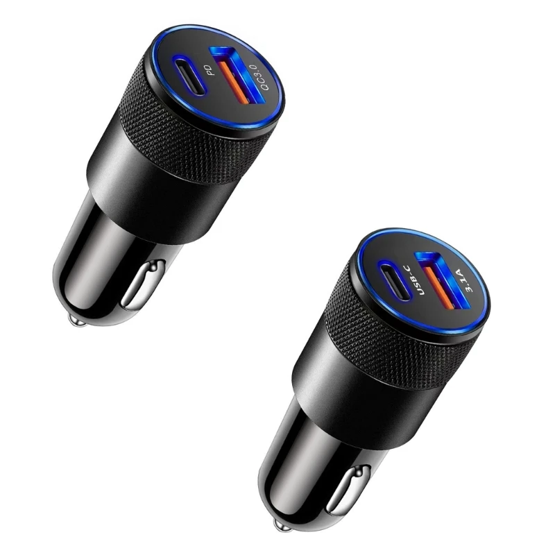 Car USB C Fast Car Adapter QC3.0 3.1A Metal Cigarettes Lighters