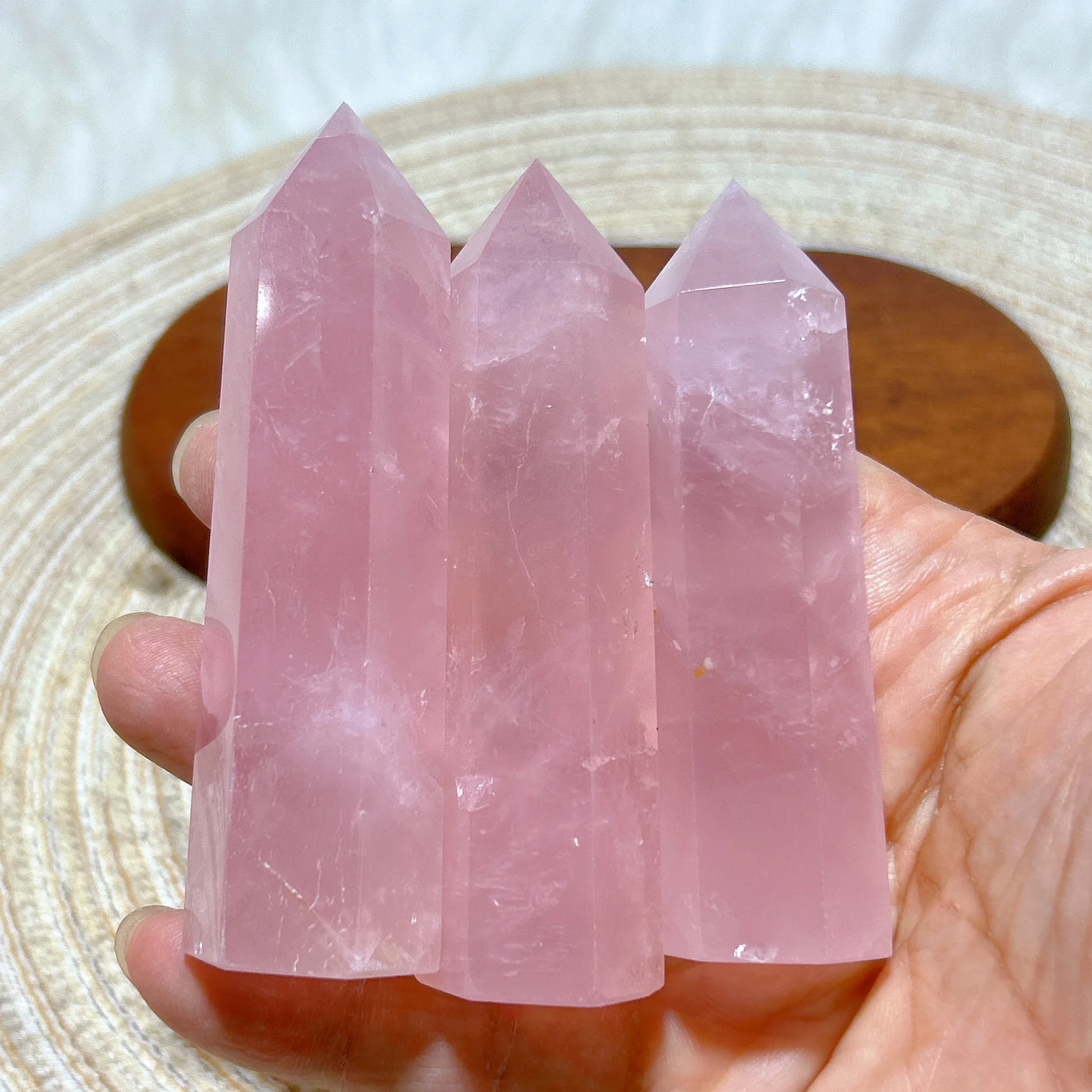 Natural Crystal Mozambique Rose Quartz Tower Healing Rainbow Gemstone Mineral Energy Reiki Mediation Home Decorations Gift