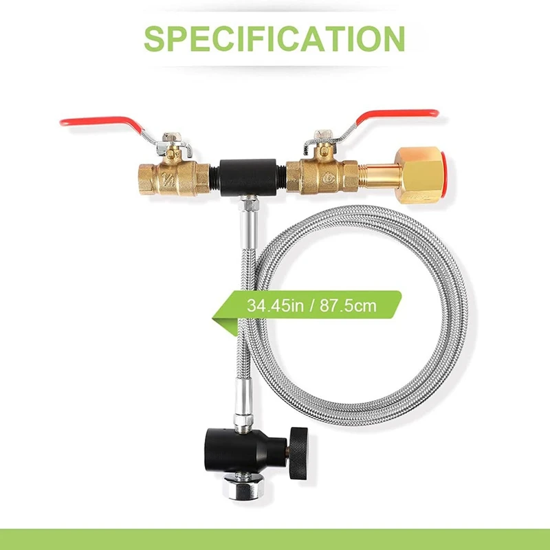 CGA320 G1/2 CO2 Cylinder Refill Adapter With 36 Inch Hose And Gauge, Refill Adapter Kit CO2 Cartridges External Hose