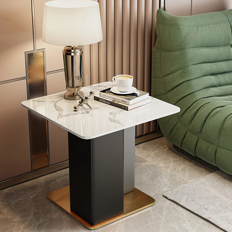 Square Marble Coffee Table Nordic Style Modern Luxury Aesthetics Unique Floor Table Corner Mesas Centro Salon Room Furniture