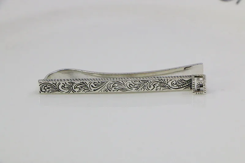 Retro Rattan Pure Silver Tie Clip, High Grade Bag Clip, acessórios nobres e elegantes, Collar Clip, Fashionable Hair Clip