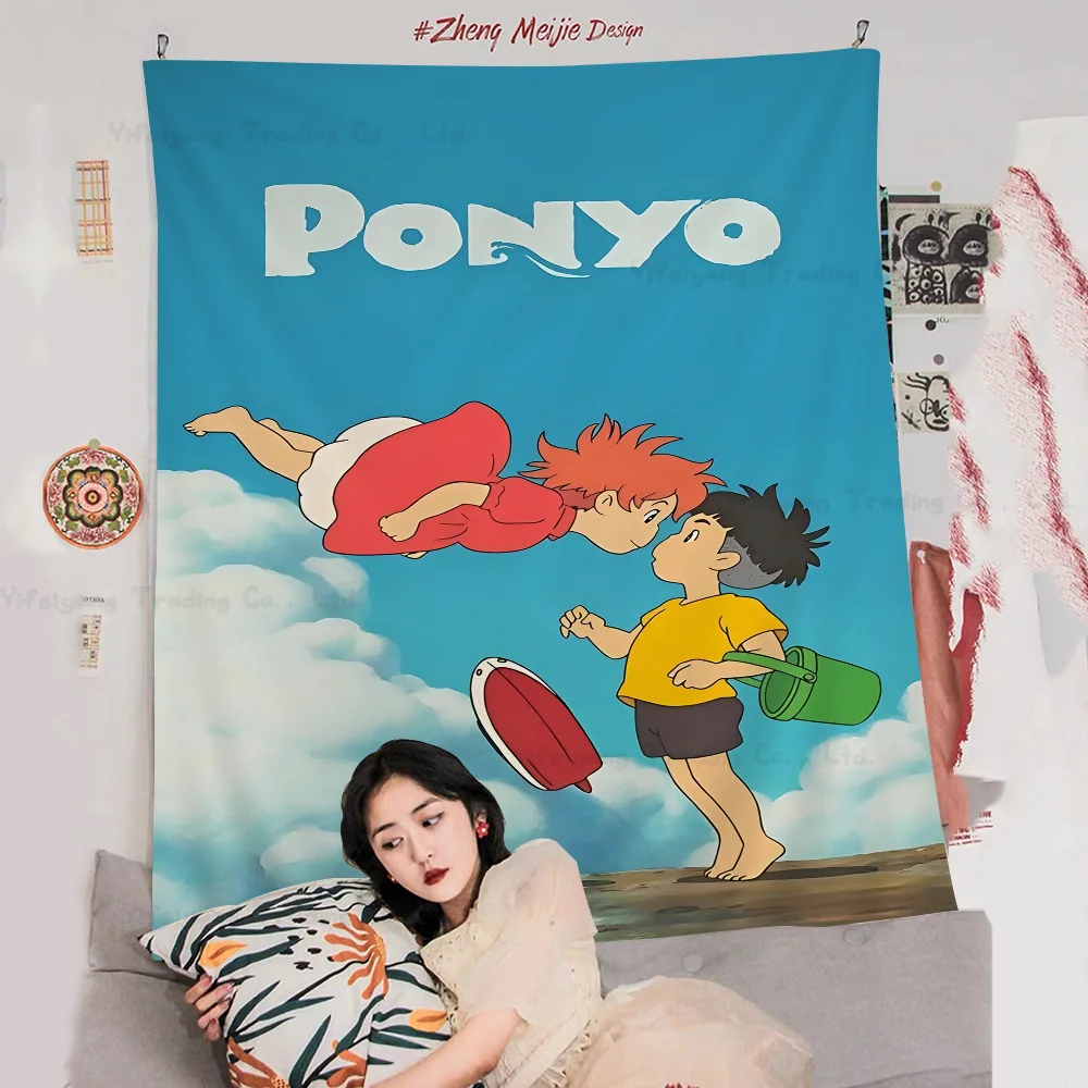 

P-Ponyo On Cliff By The Sea Wall Tapestry Home Decoration Hippie Bohemian Decoration Divination INS Home Decor