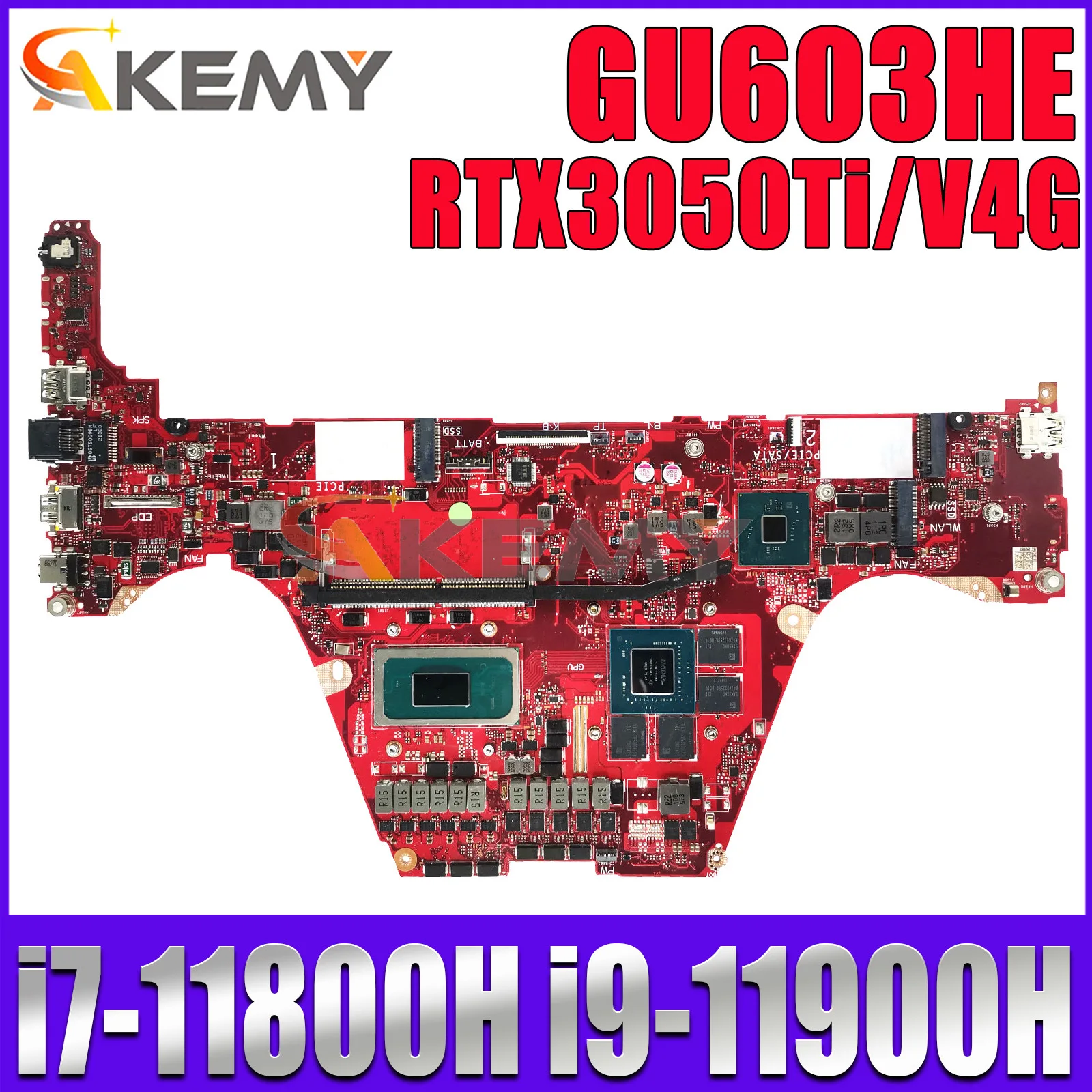 

GU603HE Laptop Motherboard For Asus ROG Zephyrus M16 GU603HE GU603H Mainboard i7-11800H i9-11900H CPU RTX3050Ti-V4G 8G RAM