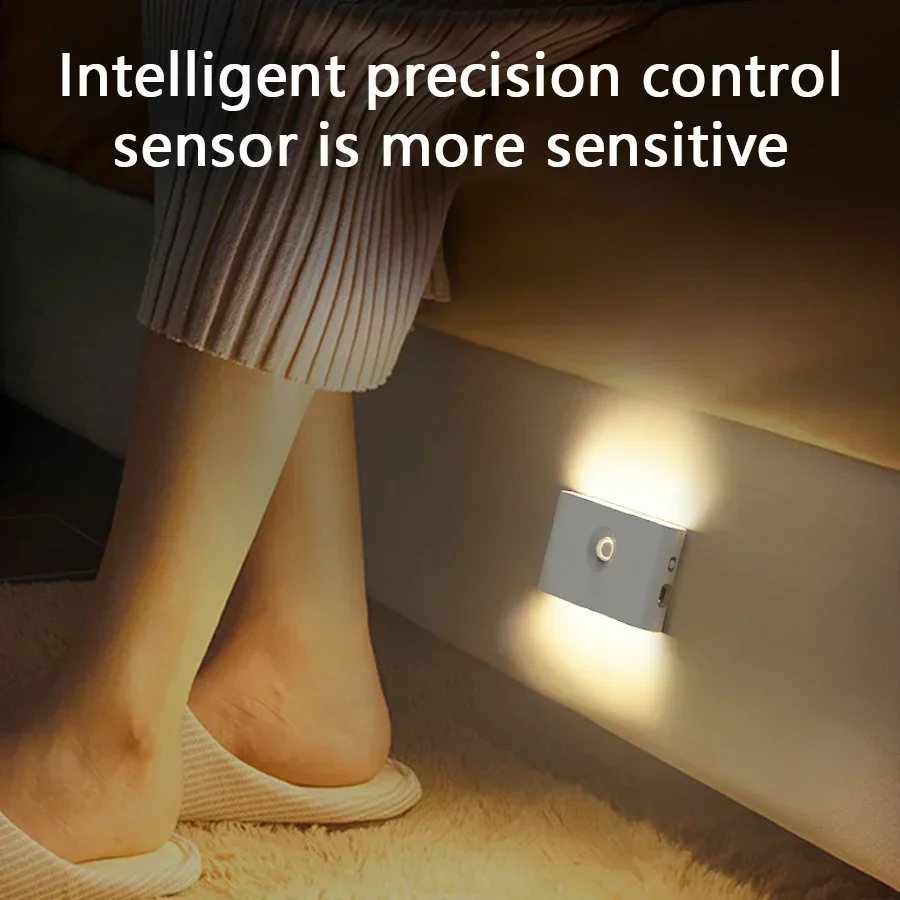 Motion Sensor LED Night Light Rechargeable Magnetic Cabinet Lamp Human Body Induction Wall Light for Bedroom Corridor Stair