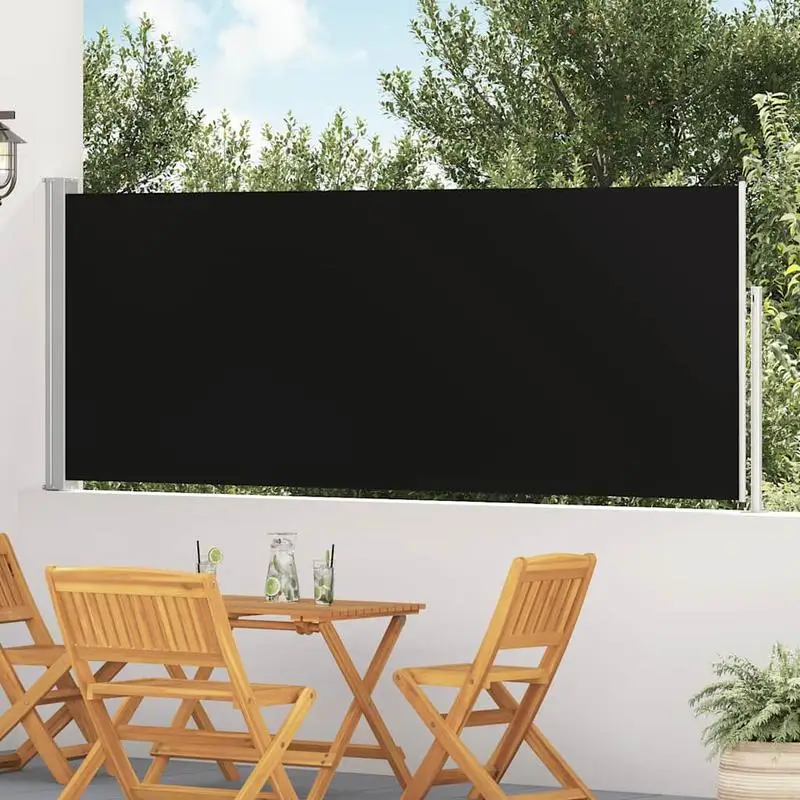 Ausziehbare Seitenmarkise für Terrasse, 120 x 500 cm, schwarz