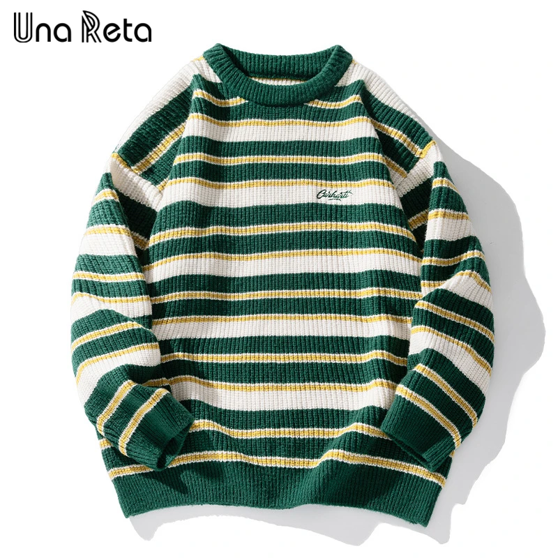 Una Reta Stripe maglione da uomo Streetwear autunno inverno Harajuku maglieria pullover top Hip Hop maglioni Unisex