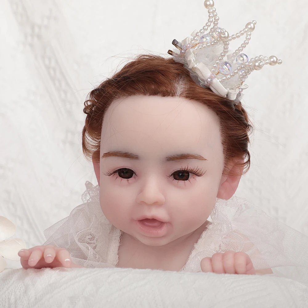 

Herpinker Platinum Silicone Soft Lifelike preemy Full Body Silicon Baby Reborn Girl cute doll Handmade 3D Painted Newborn Baby