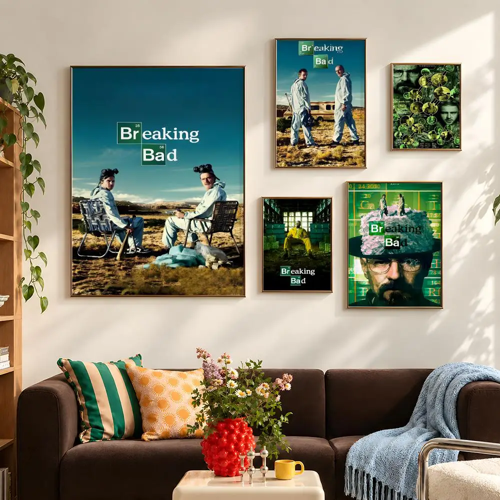 TV Breaking Bad Walter White Heisenberg Poster Self Adhesive PP Wall Art HD Gaming Room Bedroom Living Room Decor Apartment Gift