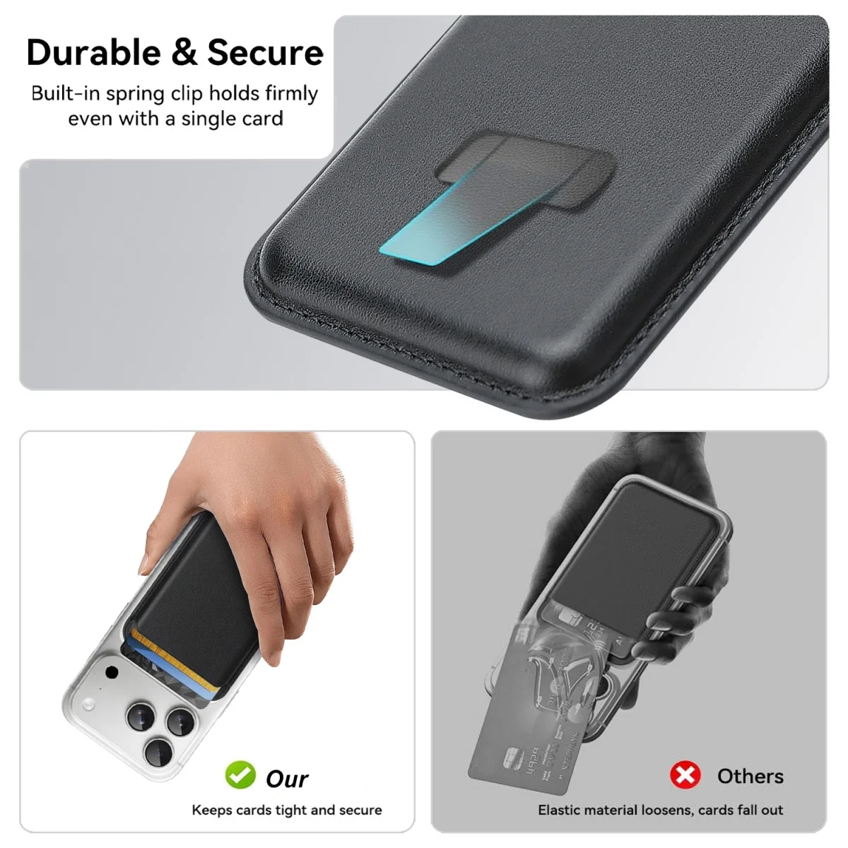Leder-Brieftasche Kartenhalter Hülle für Mobiltelefone iPhone 18 17 16 15 14 13 12 11 Pro Max Samsung S26 S25 S24 für MagSafe-kompatibel – Detail 5