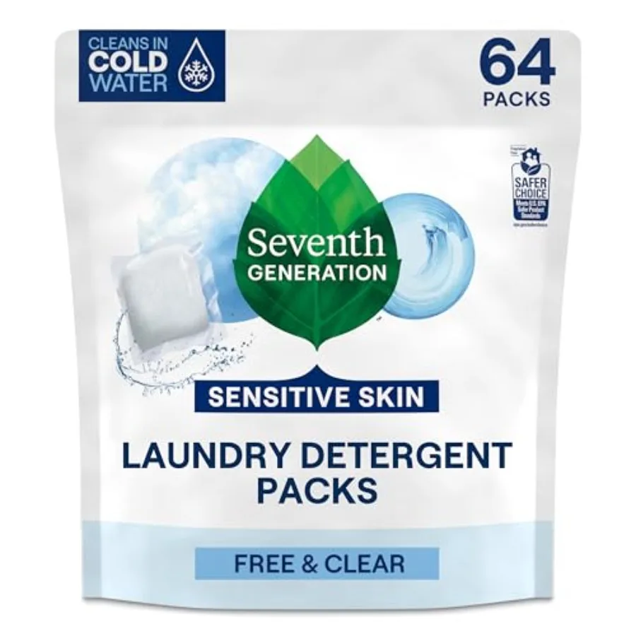 

Seventh Generation Laundry Detergent Packs,,Made for Sensitive Skin, EPA Safer Choice Certified