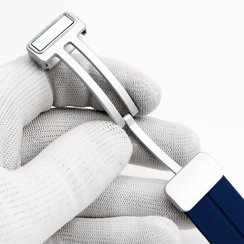 12mm pour LV Bracelet de montre en caoutchouc de Silicone Louis Vuitton tambour Q1121 Q114k série Bracelet de montre à bouche surélevée Bracelet à boucle magnétique