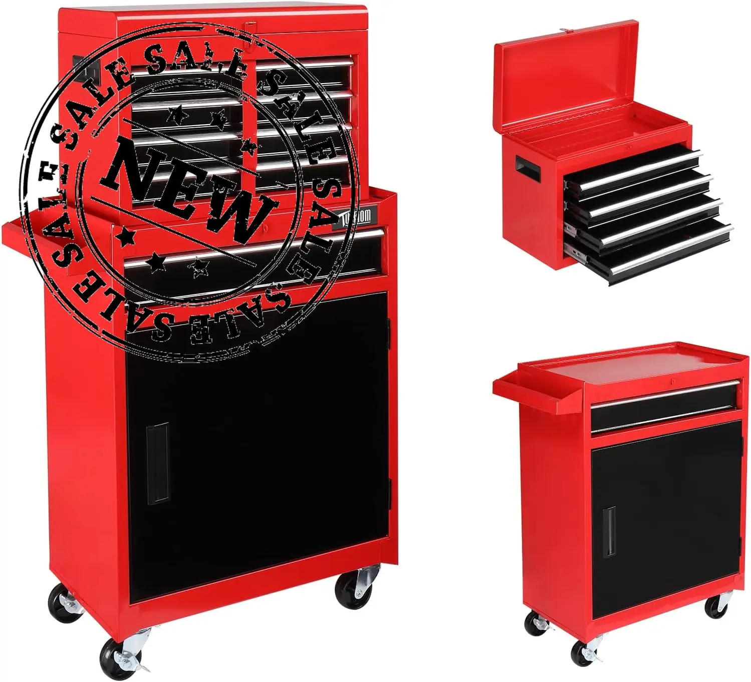 

5-Drawer Rolling Tool Chest Storage Cabinet w/Drawers, Wheels, Detachable Top & Adjustable Shelf, Mechanic Tool Organizer Box